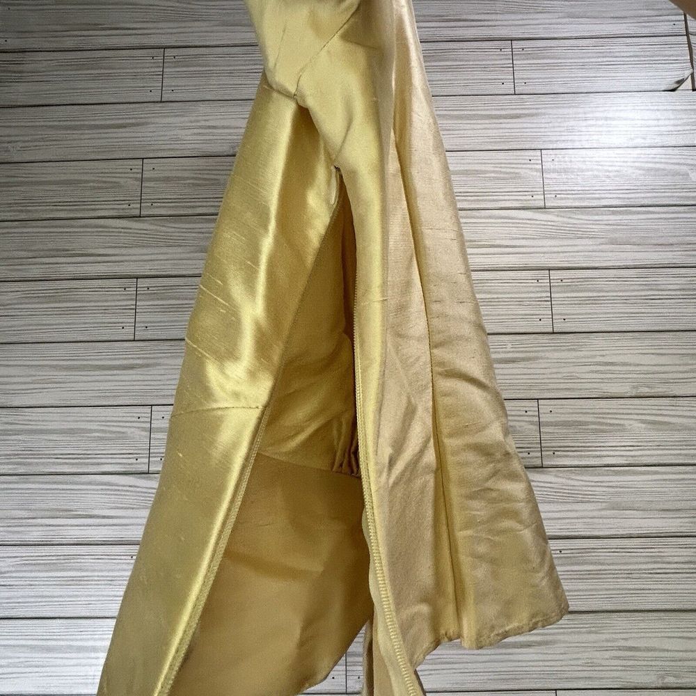 Talbot's Women's Gold Champagne Shantung Silk Blouse Tie Front Sz 4 Side Zip - Picture 7 of 10